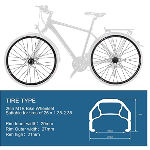 Mtb Wheelset 26 "ruedas De Bicicleta De La Aleación De Aluminio De Aleación De Aleación De Aleación De Aluminio 32h, Ruedas De Aleación De Aluminio De Alta Resistencia, Rueda De Bicicleta Negra, 7-10