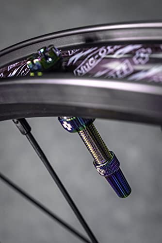 Muc Off Iridescent Tubeless Presta, 44mm-Premium No Leak Bicycle with Integrated Valve Core Removal Tool Válvulas sin cámara, Unisex, Iridiscente, 44 mm