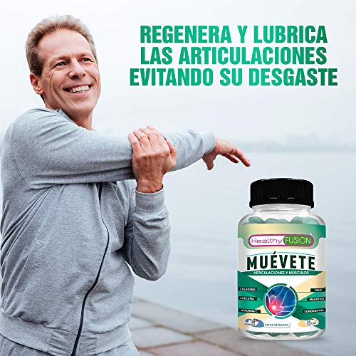 Muévete | Potente antiinflamatorio con acción analgésica | Regenerador articular | Potente cúrcuma + colágeno + magnesio + condroitina + MSM + vitamina C | 50 gummies