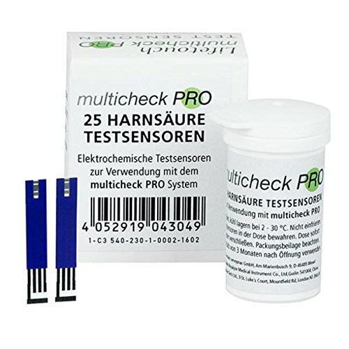 multicheck PRO - Sensores de ácido úrico, 25 Pruebas 