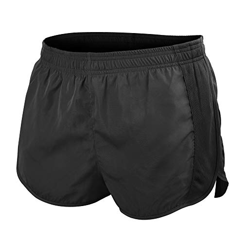 Muscle Alive Hombres Deportes Running 1" Élite División Corriendo Pantalones Cortos con Lado Malla Panel Rápido Seco Shorts Negro M