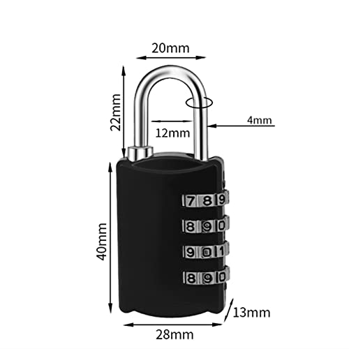N / B Candado de 4 Piezas Candado de combinación de 4 dígitos, Cambio de contraseña a voluntad, aleación de Zinc galvanizado, Seguro y confiable, para casillero de Gimnasio, Puerta, cobertizo, Valla
