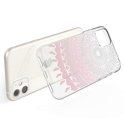 NALIA Funda Motivo Compatible con iPhone 11, Design Case Carcasa Protectora Delgado Silicona Cubierta, Ultra-Fina Estuche Cover Telefono Movil Proteccion Bumper, Motiv:Mandala Pink Rosa