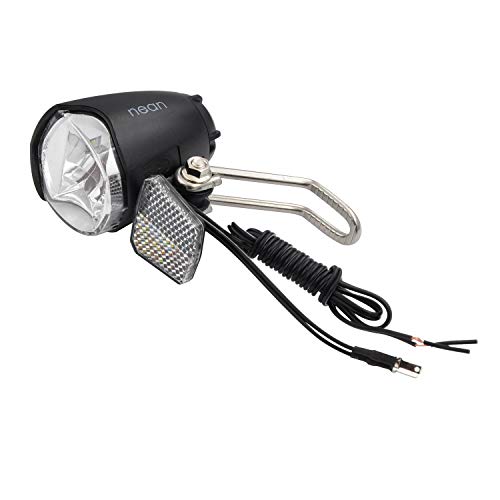 nean Faro delantero para dinamo para bicicleta con luz automática, luz de posición, reflector y homologación StVZO, 70 lux, placa de refrigeración de aluminio, color negro