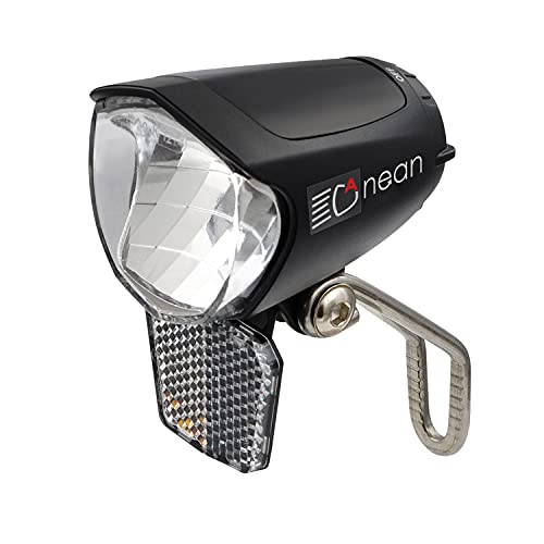 nean Faro delantero para dinamo para bicicleta con luz automática, luz de posición, reflector y homologación StVZO, 70 lux, placa de refrigeración de aluminio, color negro