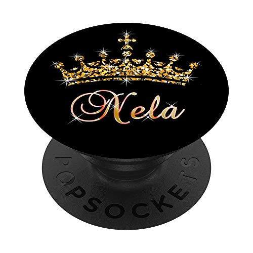 Nela Nombre con Tiara Corona Reina Princesa - Nela PopSockets PopGrip Intercambiable