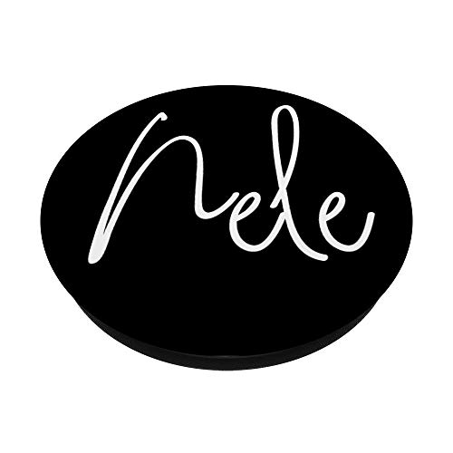 Nele Nombre Blanco sobre Negro para Niñas & Mujeres - Nele PopSockets PopGrip Intercambiable