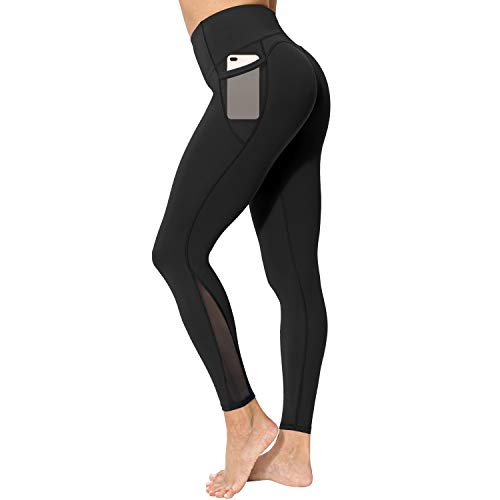 neppein Leggings Deportivos para Mujer, Cintura Alta Leggings Mallas con Bolsillos Pantalones de Yoga Elásticos para Fitness Training Running