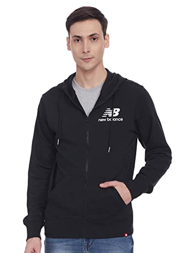 New Balance Essentials-Sudadera con Capucha y Cremallera Completa Chaqueta, Negro, M para Hombre