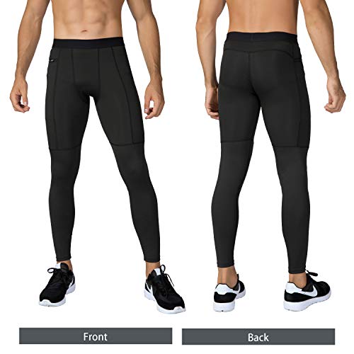 Niksa 2 Piezas Mallas Hombre Gym Leggings Deporte Pantalón Largo de Compresión Negro Gris XL