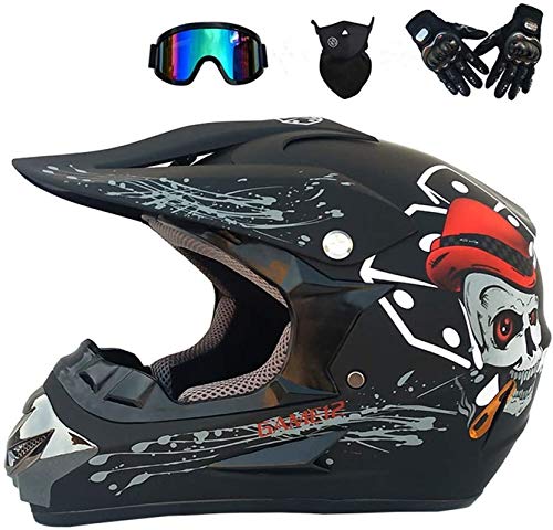 NJYBF Casco de Motocross Motocicleta Sport ATV Roller Downhill Casco de protección Downhill Dirt Bike BMX Cross Casco Niños Unisex adultos casco todoterreno regalo de Navidad (S)