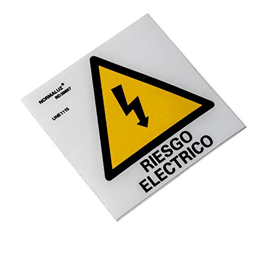 Normaluz RD39607 - Señal Adhesiva 10 Unidades Riesgo Eléctrico Rayo Adhesivo de Vinilo, Amarillo, 5x5 cm