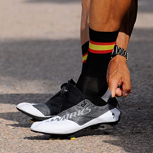 NORTEI - Calcetines Bandera España para Ciclismo, MTB y Running de Meryl para hombre y mujer – Spain (L, Negro)