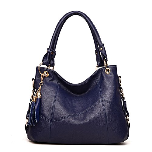 NOTAG Bolsos para Mujeres, Bolsos de PU Piel Manera Elegante Bandolera tote Hobo Satchel Bolso del Hombro (Azul marino)