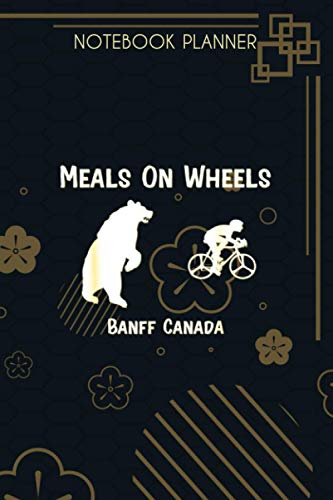 Notebook Planner Funny Bear Chasing Bike Rider Meals On Wheels Banff: 6x9 inch, Finance, Simple, Over 100 Pages, Menu, Schedule, Small Business, Goals