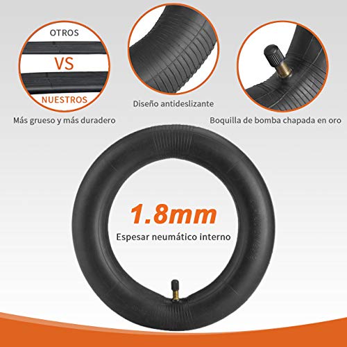 Nova imboxs Cámara Aire Xiaomi M365 Neumático de Repuesto Engrosado con 2 x Palo de Neumático para Xiaomi M365 Patinete Eléctrico, 8 1/2 x2 (2 PCS + Pegatina Regalo)