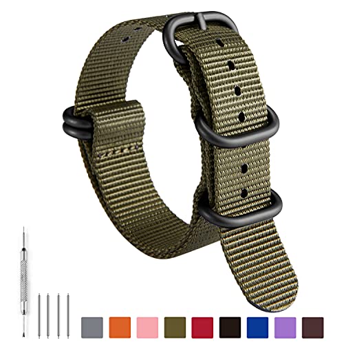 Nylon Correa de Reloj de Nailon Zulu Military G10 Premium Ballistic Multicolor Bandas para Hombres Mujeres 18 mm 19 mm 20 mm 21 mm 22 mm 23 mm 24 mm con Hebilla de Acero Inoxidable Plateado/Negro