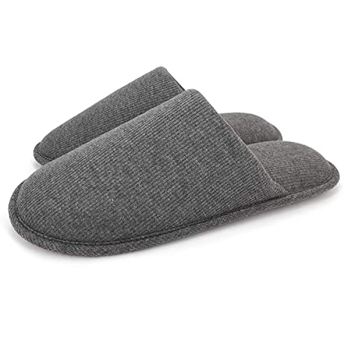 ofoot Zapatillas Estar por Casa Hombre Verano Algodón Orgánico Acogedoras, Pantuflas Planos Espuma Viscoelástica Lavables，Suela de Goma Antideslizante（Gris Oscuro,43/44 EU)