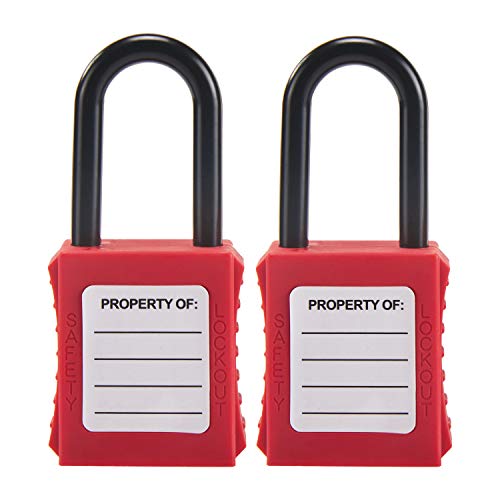 OHMOTOR Candado de seguridad, Bloqueo de seguridad 2 paquetes, Clave diferente (1-1/2" Insulated Shackle)