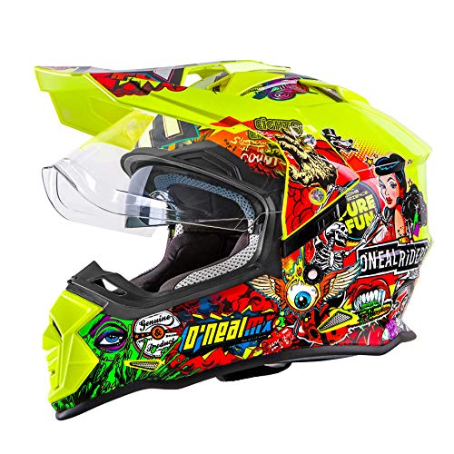 O'NEAL | Casco de Moto | Moto Enduro | Aberturas de ventilación para un máximo Flujo de Aire y refrigeración, Carcasa ABS, Visera Solar integrada | Sierra Helmet Crank | Adultos | Multi | Talla S