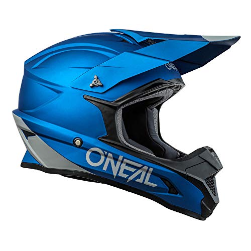 O'NEAL | Casco de Motocross | MX Enduro | ABS Shell, Estándar de Seguridad ECE 22.05, Ventilación para una óptima ventilación y refrigeración | 1SRS Casco Sólido | Adultos | Azul | Talla L