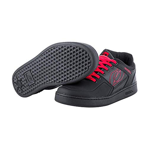 O'NEAL | Zapatillas de bicicleta | MTB DH FR | Equilibrio entre el agarre y el reposicionamiento del pie, protección de la articulación interna | Zapatilla Pinned Pro | Adultos | Negro Rojo | Talla 42