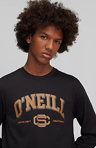 O'NEILL Surf State Longsleeve T-Shirt Langarmshirt mit Collegeprint Camiseta, Negro, Medium para Hombre