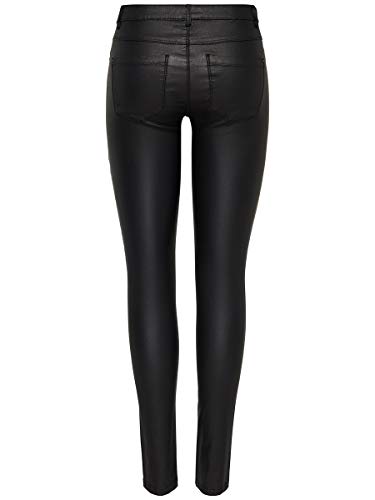 ONLY onlNEW ROYAL REG SK. BIKER COATED NOOS, Pantalones Mujer, Negro (Black), L/L32 (Talla del fabricante: Large)