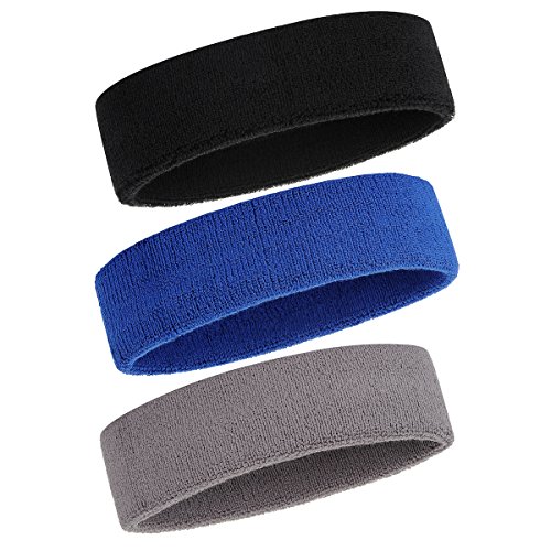 ONUPGO Banda para el sudor para hombres y mujeres -3 diademas deportivas que absorben la humedad atlética de algodón rizo banda para la cabeza