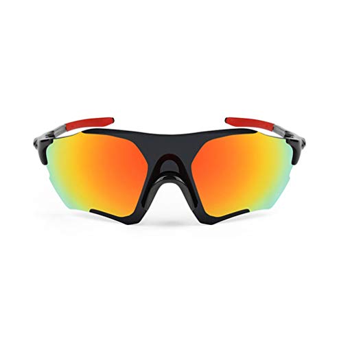 OPEL-R Gafas de Sol Hombre Sin Marco Polarizadas Oakley Jawbreaker, MTB Gafas de Ciclismo a Prueba de Viento TR90 para Deportes al Aire Libre,Blackred