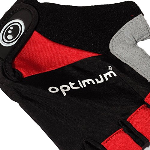 OPTIMUM Cycling Guantes de BMX Hawkley Half Finger Boy-Negro/Rojo/Pequeño, niño, XXS