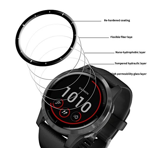 PaceBid 2 Piezas Protector de Pantalla Compatible con Garmin vivoactive 4, Cobertura Completa [Burbujas Libre de Montaje] Anti Arañazos Protector de Pantalla para Garmin vivoactive 4