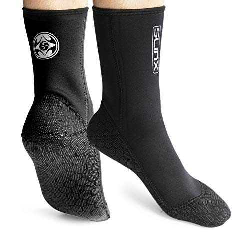 PAWHITS - Calcetines de neopreno de 3 mm, térmicos, antideslizantes, unisex - para buceo, esnórquel, natación, surf, navegación, kayak, Unisex, ., negro, S