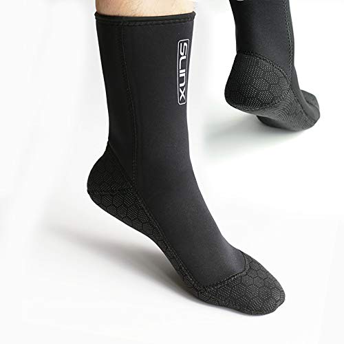 PAWHITS - Calcetines de neopreno de 3 mm, térmicos, antideslizantes, unisex - para buceo, esnórquel, natación, surf, navegación, kayak, Unisex, negro, XL