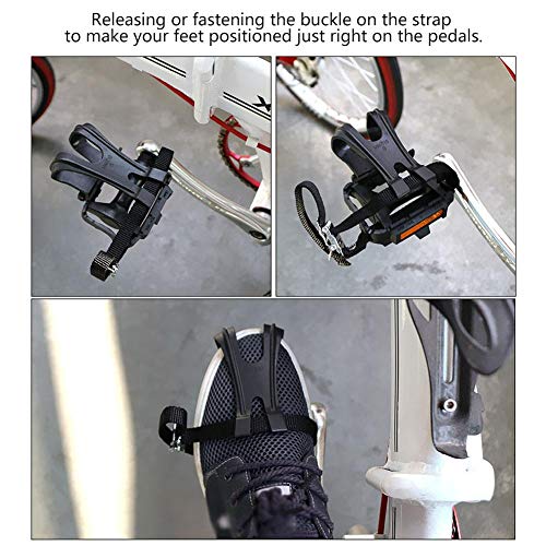 Pedales de Bicicleta de Carretera, 1 Par Pedales de Ciclismo Nylon con Clips y Correas Integrados para Dedo de Pie Jaulas Correas de Pedal para Bicicletas de Montaña de Carretera Al Aire Libre