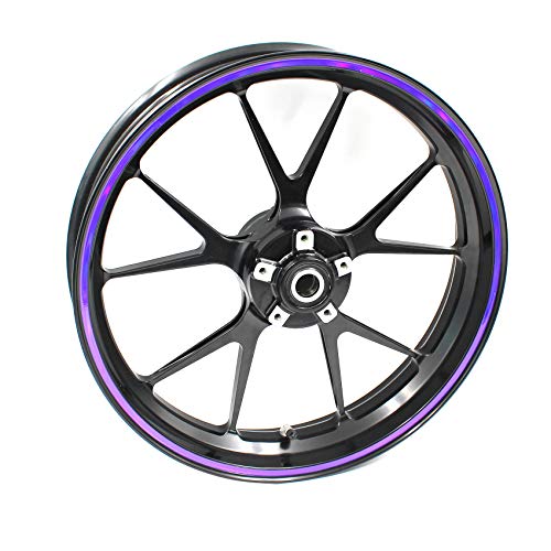 Pegatina para la llanta ancho 7mm cromo hologramma con herramienta de montaje 16" 17" 18" 19" montaje tira decorativa para motocicleta, coche, bicicleta (holograma morado)