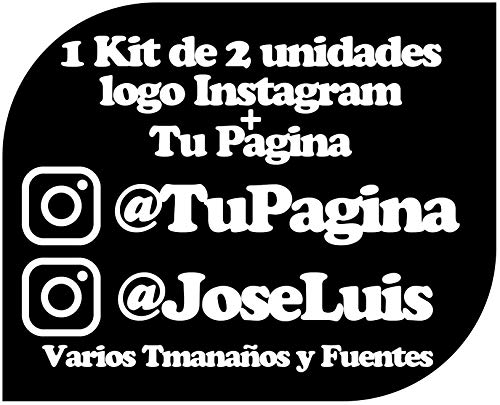 Pegatina Vinilo Personalizado con Perfil Pagina de Instagram - Casco, Pared, Cristal, Puerta, Botella, Libro, Correos, Bici, etc. Kit de 2 Pegatinas (Pack Fuentes 1)