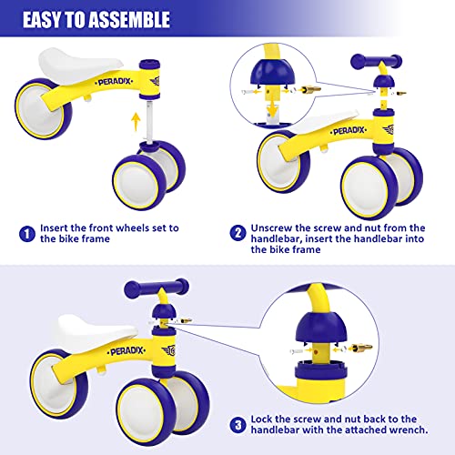 Peradix Bicicleta Niño, Bicicleta sin Pedales para los Niñas y Niños, Correpasillos Bebe Adecuado para Niños de 10 Meses, 1 Años y 2 Años, Triciclo Bebe Original Bebes y Niños (Amarillo) 