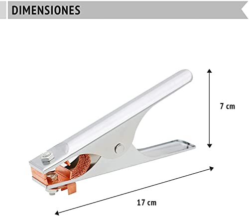 Pinza soldadura para masa, pinza para soldar utilizada como masa de alta calidad, abrazadera para soldar, pinza de masa de soldadura muy resistente y de gran conductividad, 6300A(Pinza 17cm)