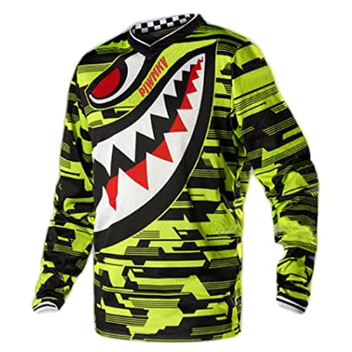 PIWMKV Camisetas de Ciclismo para Hombre Camisetas de Manga Larga para Bicicleta de montaña Camisetas de Ciclismo Camisetas de Manga Larga para Motocicleta de Fondo y para montaña