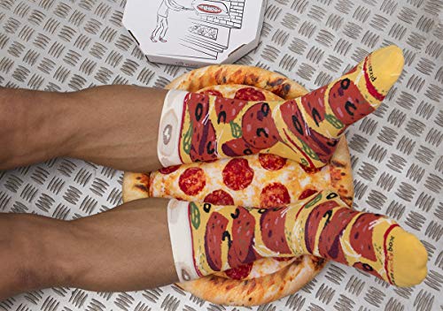 Pizza Socks Box Slice Pepperoni - Mujer Hombre - 1 par de Calcetines - Tamaño 41-46