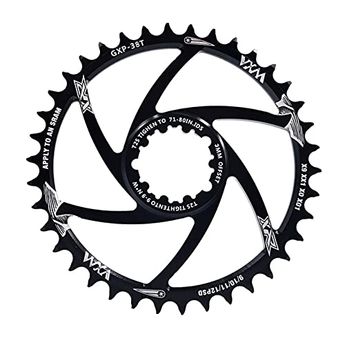 Placa Dental MTB GXP CIRANCULAR DE Bicicleta CIERNA DE Engranaje Fijo 3 4T 36T 38T 40T Caining Cainwhee para SRAM GX XX1 X1 X9 GXP PEDIVELA Offset 3mm Traje (Chainwheel Teeth : 36T, Color : Black)