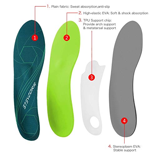 Plantilla de soporte del arco para la fascitis plantar, alivio del dolor del talón plano, absorción de impactos, plantilla cómoda antifatiga, verde (EU38-39(25cm), Verde)