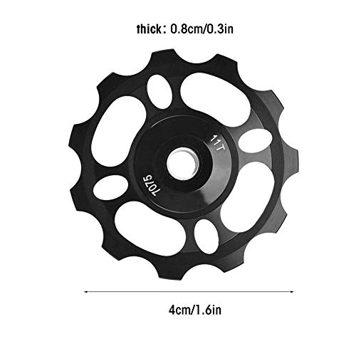 Polea de Cambio Trasero de Rueda de Bicicleta 11T reemplazo para Piezas de Repuesto de Bicicleta de Montaña con 2 Bujes(Negro)