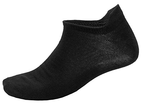 Poligono Calcetines Cortos para Hombre y Mujer, Medias Deportivas de Algodón, Calcetines Tobilleros Transpirables, Negro, Paquete de 12, EU 40-46