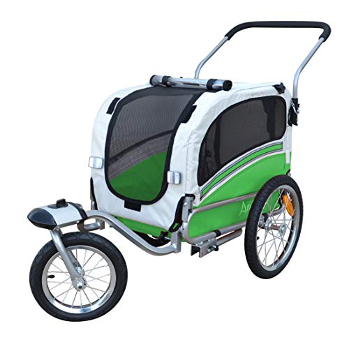 Polironeshop Argo - Remolque y carrito para bicicleta para el transporte de perros, VERDE, Small