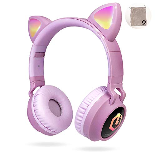 PowerLocus Auriculares Bluetooth de Diadema para niños, Cascos Bluetooth Inalámbricos, Auditiva Límite de 85DB, Sonido Estéreo, con Micrófono, Micro SD, Plegable, Estuche Cascos para Movil, Tablet,PC