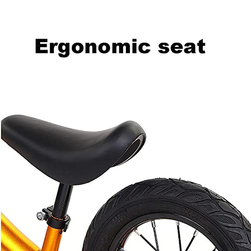 PresentTrike Bicicleta de equilibrio para niños de 2, 3, 4, 5, 6 años, Bicicleta de equilibrio para niños, niñas, sin pedales, correr, caminar, entrenamiento para niños con asiento ajustable, amarillo