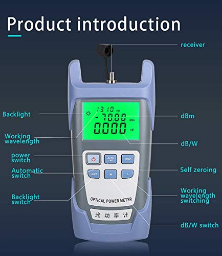 Probador de Medidor de potencia óptica Medidor de atenuación óptica AUA-85 Rango de prueba de 6 longitudes de onda -70 a +10 dBm (Gris)