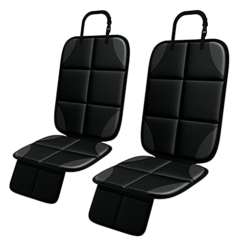 Protector Coches Asientos, 2 Piezas Protector Asiento Coche Silla Bebe,Tamaño Universal con Organizador Bolsillos - Compatible Isofix, Negro